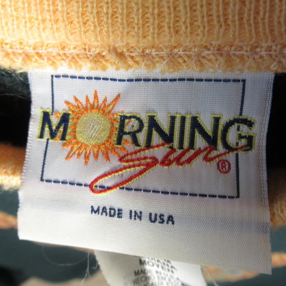 Morning Sun Vintage Grandma Sweatshirt Double Collar Dark Green Sunflower M - Picture 5 of 11